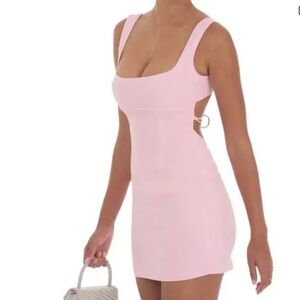Lucy in the Sky Light Pink Open-Back Bodycon Mini Dress